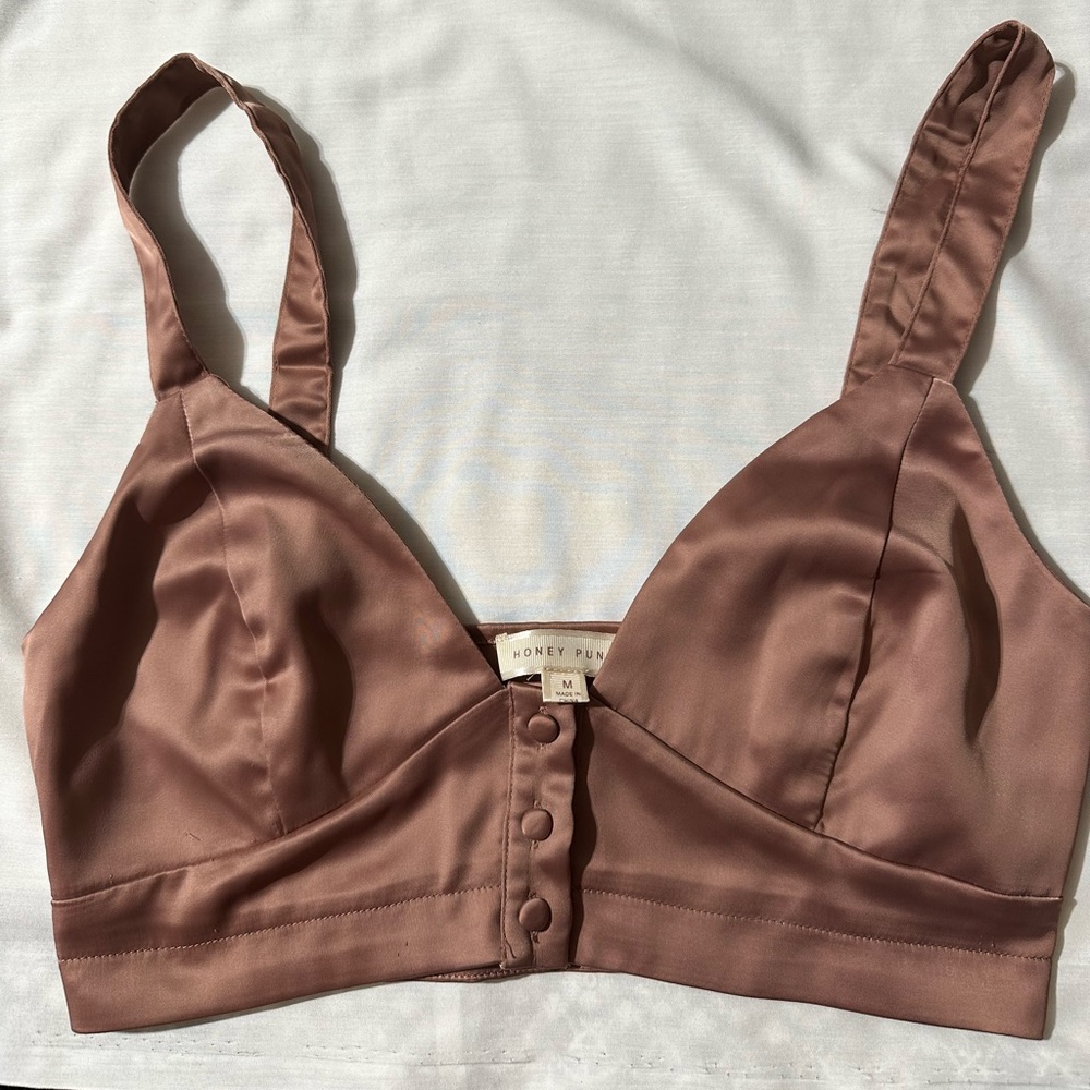 Satin button up crop top